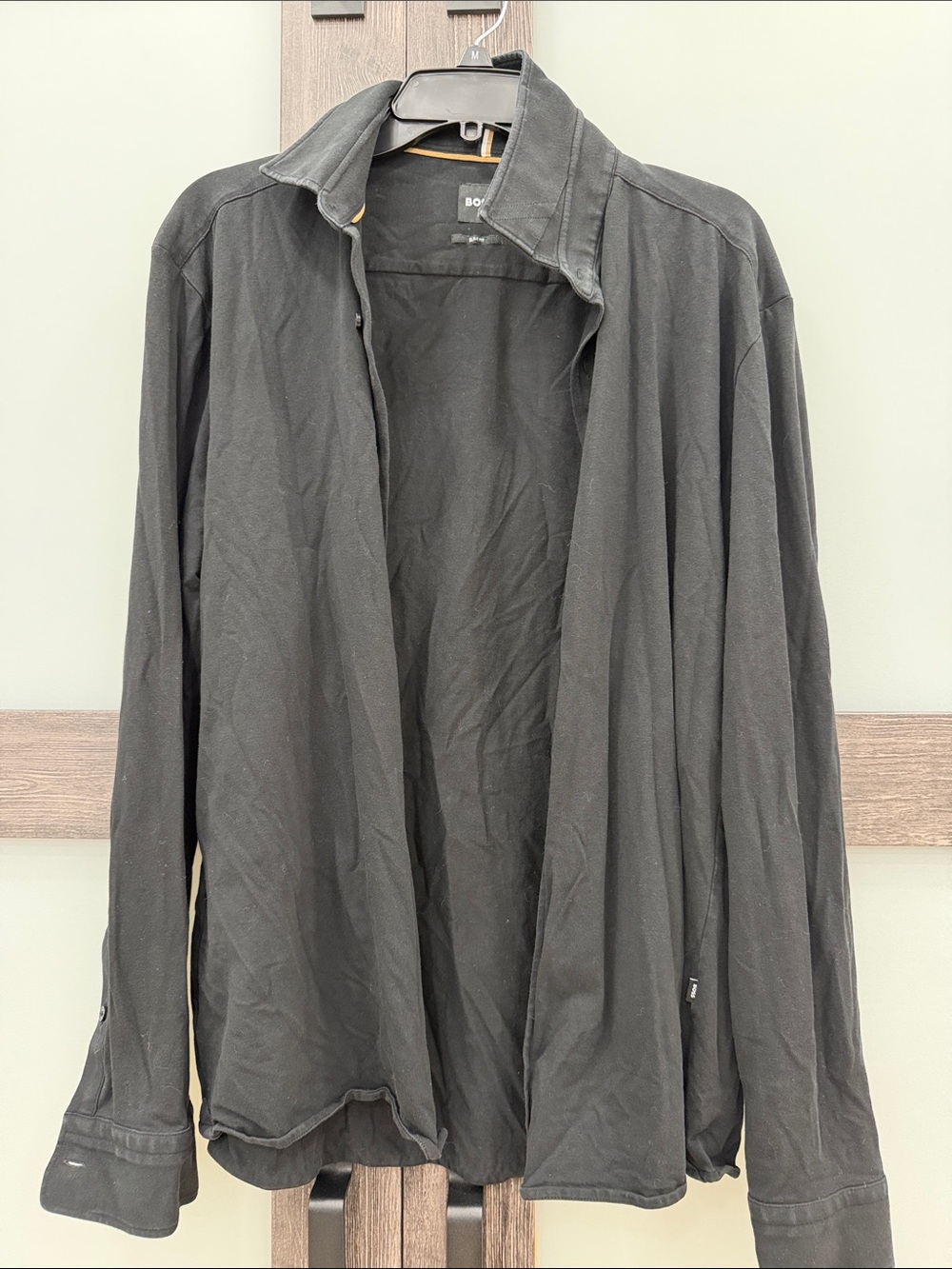 Boss Men's Black Lightweight Open-Front Shirt Jacket